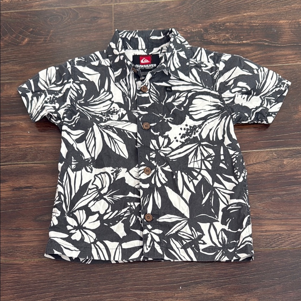 Quiksilver Black and White Floral Shirt